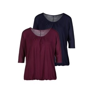 3/4-Arm-Shirt LASCANA Gr. 40/42, farblos (beere, navy) Damen Shirts Jersey mit zarter Raffung am Ausschnitt