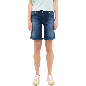 Shorts MUSTANG "Damen Style Bermuda", Damen, Gr. 28, blau (782 mittelblau), 85% Baumwolle, 13% Polyester, 2% Elasthan, unifarben, straight fit, Hosen