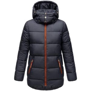 Winterjacke NAVAHOO "Wattewölkchen" Gr. XL (42), blau (navy) Damen Jacken Lange Modische Steppjacke mit kontrastfarbenen Details