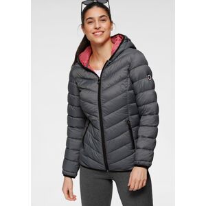 Steppjacke KANGAROOS Gr. 40 (M), bunt (anthrazit, himbeere) Damen Jacken Steppjacken mit kontrastfarbenen Details