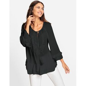 Crinklebluse INSPIRATIONEN Gr. 42, schwarz Damen Blusen 3/4 arm