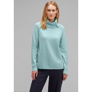 Rollkragenpullover STREET ONE Gr. 44, blau (iced mint) Damen Pullover Feinstrickpullover mit Rippstrick Details