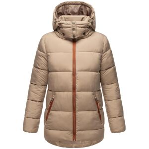 Winterjacke NAVAHOO "Wattewölkchen" Gr. M (38), grau (taupe) Damen Jacken Lange Modische Steppjacke mit kontrastfarbenen Details