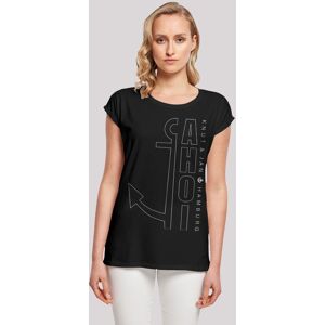 T-Shirt F4NT4STIC "Ahoi Anker Outlines Knut & Jan Hamburg", Damen, Gr. XS, schwarz, Obermaterial: 100% Baumwolle, casual, regular fit, Rundhals, Kurzarm ohne Bündchen, Shirts, Print