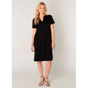 Sommerkleid BASE LEVEL "YEN", Damen, Gr. 38, N-Gr, schwarz, Web, Obermaterial: 65% Viskose, 30% Nylon, 5% Elasthan, unifarben, casual, gerade knielang, tiefer V-Ausschnitt, Kurzarm, Kleider, mit Bindegürtel