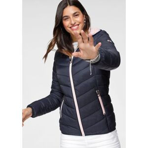 Steppjacke KANGAROOS Gr. 44 (L), blau (marine, rosa) Damen Jacken Steppjacken mit kontrastfarbenen Details