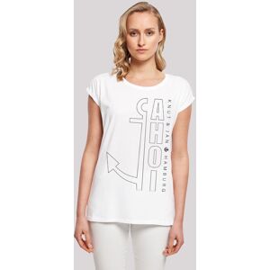 T-Shirt F4NT4STIC "Ahoi Anker Outlines Knut & Jan Hamburg", Damen, Gr. M, weiß, Obermaterial: 100% Baumwolle, casual, regular fit, Rundhals, Kurzarm ohne Bündchen, Shirts, Print