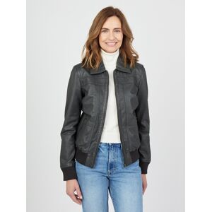 Blouson JCC "2999101-2", Damen, Gr. XL, grau, Obermaterial 100% Leder; Futter; 100% Polyester, Jacken