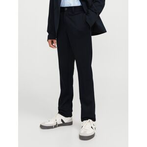 Anzughose JACK & JONES JUNIOR "JJEJAXON JERSEY TROUSER NOOS JNR", Jungen, Gr. 152, N-Gr, blau (schwarz navy), Web, Obermaterial: 79% Polyester, 18% Viskose, 3% Elasthan, unifarben, modisch, slim fit knöchellang, Hosen