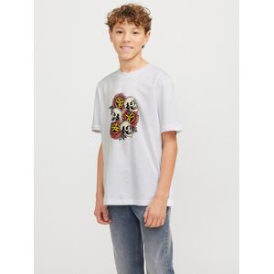 T-Shirt JACK & JONES JUNIOR "JORANATOMY SKULL TEE SS CREW NECK SN JNR", Jungen, Gr. 164, weiß (hellweiß), Single Jersey, Obermaterial: 100% Baumwolle, bedruckt, modisch, relaxed fit normal, Rundhals, Kurzarm, Shirts