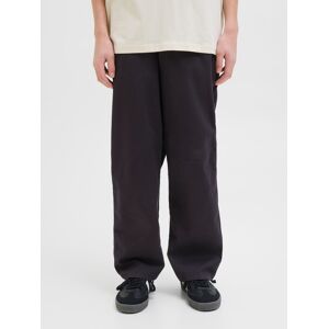 Chinohose JACK & JONES JUNIOR "JPSTALEX CO JJCARPENTER PANTS NOOS JNR", Jungen, Gr. 140, N-Gr, schwarz detail:stitching with dtm, Web, Obermaterial: 98% Baumwolle, 2% Elasthan, unifarben, modisch, relaxed fit knöchellang, Hosen