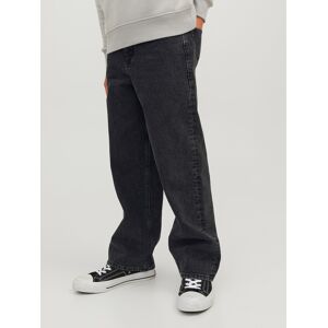 Relax-fit-Jeans JACK & JONES JUNIOR "JJIALEX JJORIGINAL MF 823 NOOS JNR", Jungen, Gr. 128, N-Gr, schwarz (schwarz denim), Denim/Jeans, Obermaterial: 100% Baumwolle, Abriebeffekte, modisch, relaxed fit knöchellang, Jeans