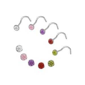 Nasenpiercing-Set FIRETTI "Multipack Schmuck Geschenk Silber 925 Piercing Nasenstecker" Piercings bunt (silberfarben, rosa, lila, rot, grün, weiß, grün) Nasenpiercings