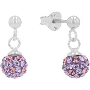 Paar Ohrstecker AMOR "2021258", silberfarben, rosa, lila, rosa, lila, Ohrringe, Mädchen, Silber 925 (Sterlingsilber), mit Kristallglas