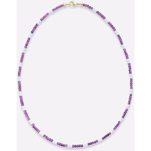 Perlenkette LADY, lila, Halsketten, Damen, 45, Glas, L: 45cm