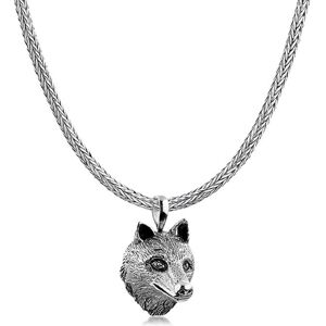 Kette mit Anhänger KUZZOI "Herren Schlangenkette Wolfs 925 Silber" Halsketten Gr. 50, Silber 925 (Sterlingsilber), Länge: 50 cm, silberfarben (silber) Herren Ketten mit Anhänger