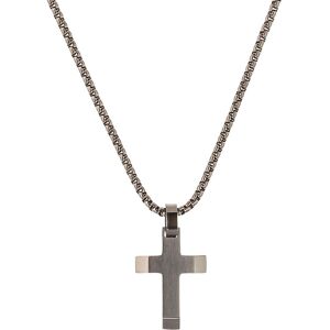 Kette mit Anhänger S.OLIVER JUNIOR "Kreuz, 2035807", braun (antikfarben), Halsketten, Jungen, Edelstahl, L: 43cm