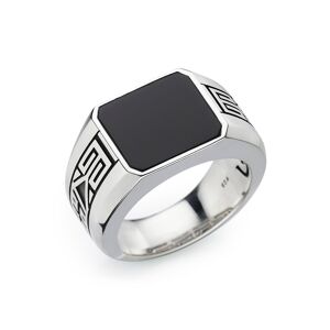 Fingerring HECHTER PARIS "Schmuck Geschenk Silber 925 Herrenring Farbstein Edelstein" Fingerringe Gr. 64, Silber 925 (Sterlingsilber), 6 mm, silberfarben (silberfarben, schwarz, schwarz) Herren Fingerringe mit Onyx oder Tigerauge