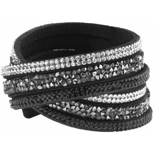 Armband FIRETTI "Wickelarmband", schwarz (schwarz, kristallweiß, grau, schwarz), Armbänder, Damen, Polyurethan-Metall, Polyurethan, Metall, mit Glasstein