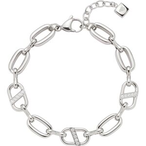 Armband LEONARDO "Narea, 024277", silber (edelstahlfarben, kristallweiß, kristallweiß), Armbänder, Damen, Edelstahl, mit Zirkonia (synth.)