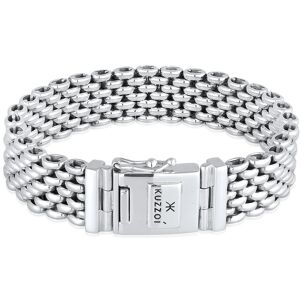 Armband KUZZOI "Herren Breit Massiv Kastenverschluss 925 Silber" Gr. 21, silber, Armbänder, Herren, 21cm, ohne Stein, Silber 925 (Sterlingsilber)