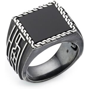 Fingerring HECHTER PARIS "Schmuck Geschenk Silber 925 Herrenring Farbstein Edelstein" Fingerringe Gr. 60, Silber 925 (Sterlingsilber), 7 mm, silberfarben (silberfarben, schwarz, schwarz) Herren Fingerringe mit Onyx oder Tigerauge