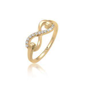 Verlobungsring ELLI DIAMONDS "Infinity Symbol Diamant (0.065 ct.) 585 Gelbgold" Fingerringe Gr. 58 mm, 0.013 carat ct P1 = bei 10-facher Vergrößerung erkennbare Einschlüsse, Gelbgold 585, 1.5 mm, goldfarben (gold, weiß) Damen Verlobungsringe