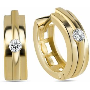 Paar Creolen DKENIZ "925/- Sterling Silber vergoldet Hochglanz Design Ohrring", gold (gold, weiß), Ohrringe, Damen, ONE-SIZE, Silber 925 (Sterlingsilber)