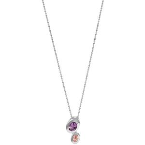 Kette mit Anhänger CELESTA "925 Silber Amethyst + Rosenquarz" Halsketten Gr. 42/45cm, Silber 925 (Sterlingsilber), Länge: 45 cm Breite: 10.0 mm, silberfarben (silbergrau) Damen Ketten mit Anhänger