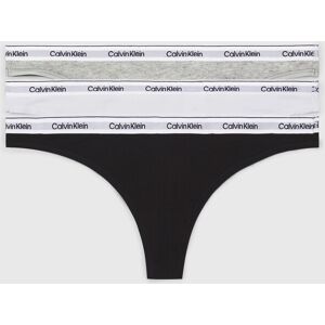 Tanga "3 PACK THONG (LOW-RISE)", Damen, Gr. M (38), schwarz-weiß (schwarz, weiß, grau heather), Jersey, Obermaterial: 90% Baumwolle, 10% Elasthan, CALVIN KLEIN UNDERWEAR, unifarben, körpernah, Unterhosen, String low waist mit Logobund