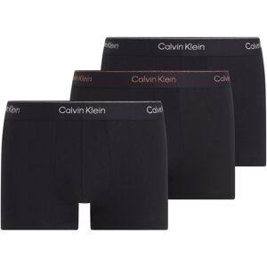 Trunk "LOW RISE TRUNK 3PK", Herren, Gr. L (52), schwarz (b, silber, rot, silber lurex lgs), Jersey, Obermaterial: 95% Baumwolle, 5% Elasthan, CALVIN KLEIN UNDERWEAR, unifarben, körpernah, Unterhosen, mit Logo-Elastikbund (3 Stück)