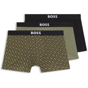 Boxershorts BOSS "Trunk 3P BOSS ONE D", Herren, Gr. XXL, open miscellaneous 971, Jersey, Obermaterial: 95% Baumwolle, 5% Elasthan, eng, Unterhosen, mittlere Bundhöhe, 1x gemustert, 2x unifarben