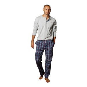 Pyjama S.OLIVER Gr. 60/62, grau (grau, meliert) Herren Homewear-Sets Pyjamas in langer Form mit Knopfleiste