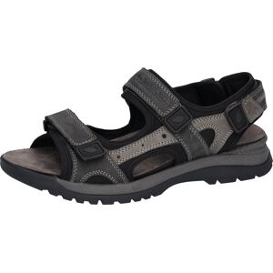 Sandale WALDLÄUFER "H-Taro", Herren, Gr. 7 (40,5), schwarz (dunkelgrau, schwarz), Nubukleder, Textil, sportlich, Schuhe, Sommerschuh, Klettschuh, Outdoorsandale, in Komfortweite H