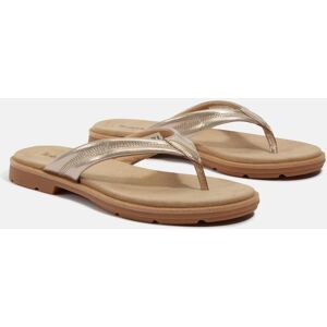Sandale TIMBERLAND "CALISTA BAY THONG SANDAL", Gr. 39,5, gold metallic, Leder, sportlich, Schuhe