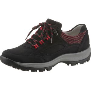 Schnürschuh WALDLÄUFER "HOLLY", Damen, Gr. 7 (40,5), schwarz (schwarz, rot), Nubukleder, Textil, sportlich, Schuhe, mit herausnehmbarem Fußbett, Freizeitschuh, Halbschuh, Schnürschuh