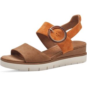 Sandalette TAMARIS Gr. 37, braun (camelfarben kombiniert) Damen Schuhe Sandaletten Sommerschuh, Sandale, Keilabsatz, mit praktischem Klettverschluss