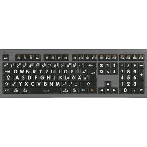 LOGICKEYBOARD Tastatur "XL-Print Astra 2 White on Black DE (MAC)", grau, B:44,6cm H:3cm T:15cm, Tastaturen
