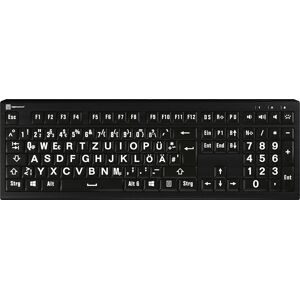 LOGICKEYBOARD Tastatur "XL-Print Astra 2 White on Black DE (PC)", schwarz, B:44,6cm H:3cm T:15cm, Tastaturen