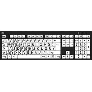 LOGICKEYBOARD Slimline-Tastatur "XL-Print Black on White DE (PC/Nero)", schwarz (schwarz, weiß), Tastaturen