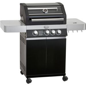 Gasgrill RÖSLE "BBQ-Station VIDERO, 25519" Grills Gr. B/H/T: 127 cm x 117,5 cm x 57 cm, schwarz Gasgrills G3 Schwarz, 3 Haupt- und 1 Seitenbrenner, beleuchtete Drehknöpfe