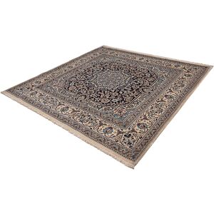 Orientteppich MORGENLAND "Perser - Nain quadratisch 200 x cm dunkelblau" Teppiche Gr. B/L: 200 cm x 200 cm, 10 mm, 4 m², 1 St., blau (dunkelblau) Orientalische Muster Wohnzimmer, Handgeknüpft, Einzelstück mit Zertifikat