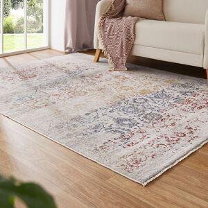Teppich LUXOR LIVING "Rocco", bunt (creme,multi), B:120cm H:11mm L:160cm, Polyester, Teppiche, Vintage-Look, florales Design, mit Fransen, Wohnzimmer, Schlafzimmer
