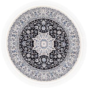 Teppich CARPETFINE "Nain Diane" Teppiche Gr. Ø 160 cm, 8 mm, 1 St., blau (dunkelblau) Nain-Teppiche Kurzflorteppich, Orient Look