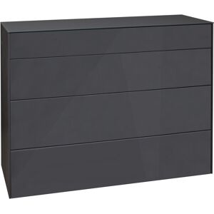 Kommode MÄUSBACHER "Imola TOPSELLER", anthrazit matt lack, glas anthrazit glanz, B:121cm H:89cm T:42cm, Sideboards, 2-Schubladen Kommode