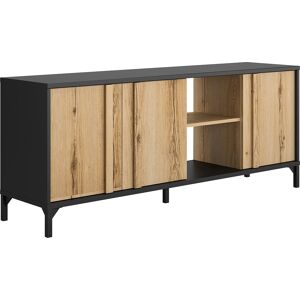 TV-Board GAMI "Esteban" Sideboards Gr. B/H/T: 160 cm x 66 cm x 40 cm, schwarz (schwarz, eiche helvezia, helvezia) TV-Lowboards