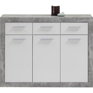 Kommode FMD "Turbo 2" Sideboards Gr. B/H/T: 117,1 cm x 90 cm x 37 cm, 3, weiß (beton la, weiß) Kommode