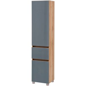 Seitenschrank WELLTIME "Horki", grau, B:40cm H:180cm T:35cm, Holzwerkstoff, Schränke, Bad-Hochschrank Bad-Seitenschrank, 40 cm breit, mit Schubkasten