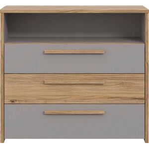 Kommode FORTE Sideboards Gr. B/H/T: 94,8 cm x 85,4 cm x 41,5 cm, 3, grau (grau, catania eiche) Kommode