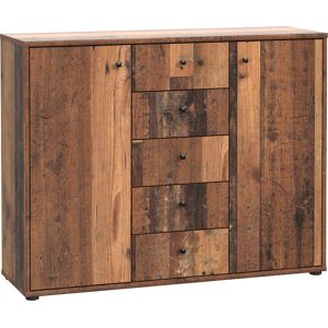 Kommode FORTE "Tempra" Sideboards Gr. B/H/T: 108,8 cm x 85,5 cm x 34,8 cm, 5, braun (old wood vintage) Kommode Breite 108,8 cm